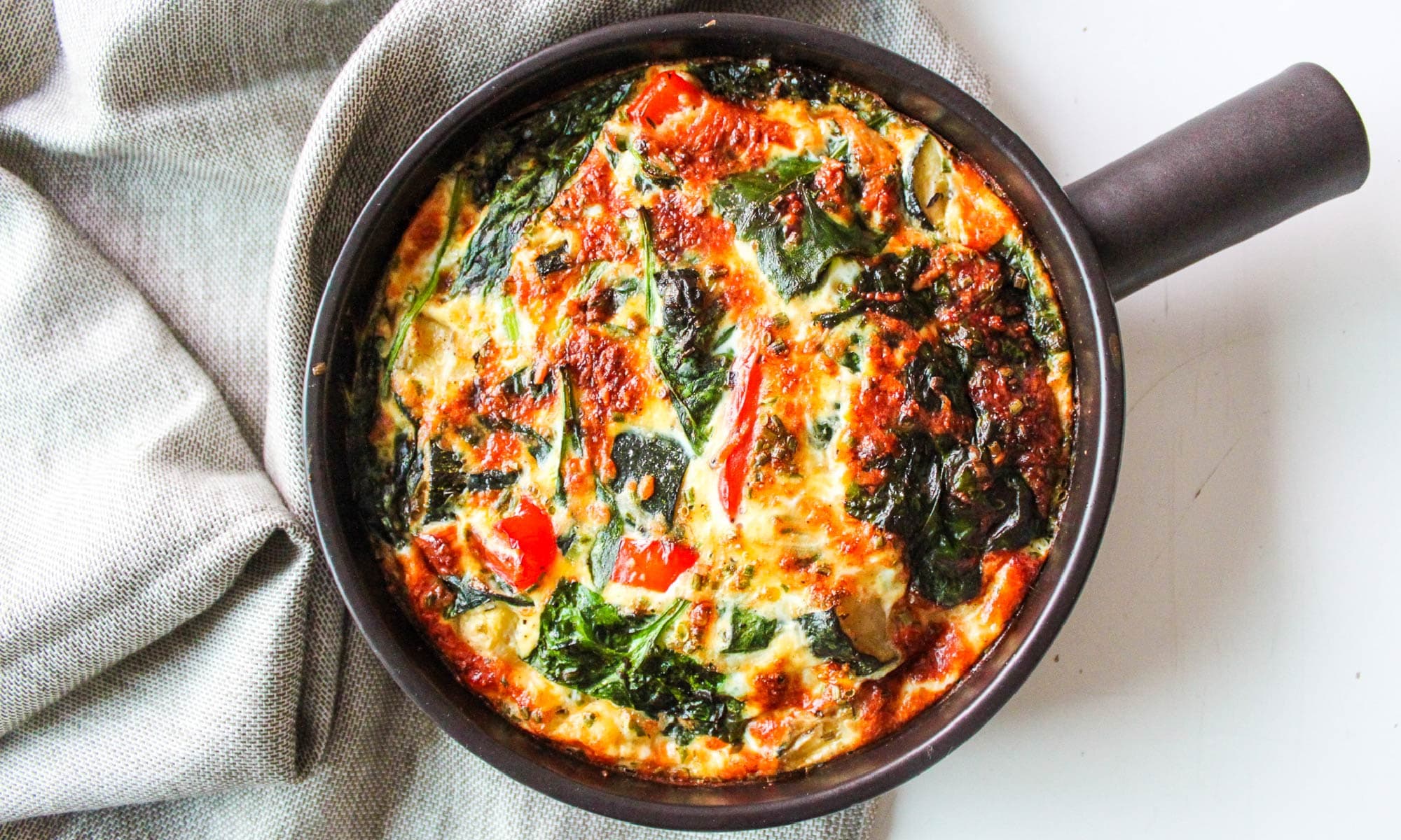 Frittata met rode linzen en spinazie
