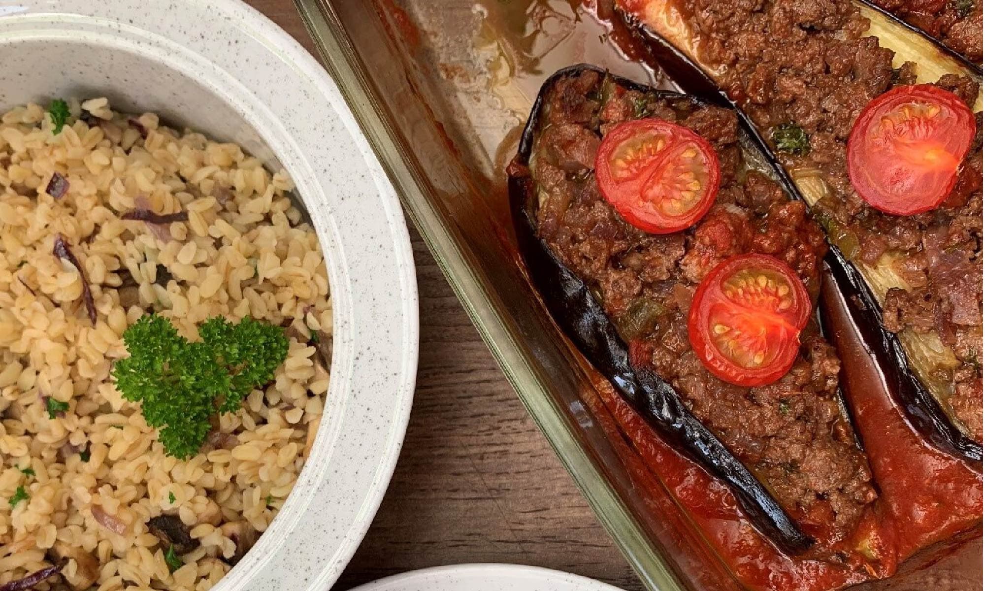 Turkse gevulde aubergine met gehakt