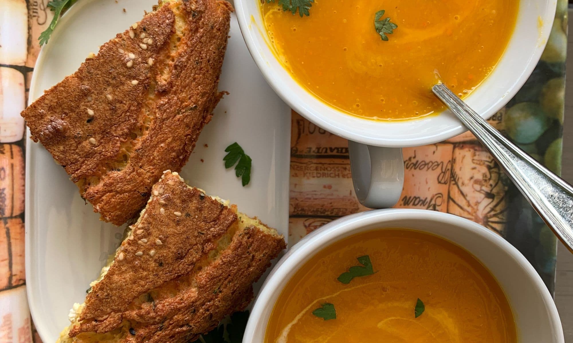 Pompoensoep met linzenbrood